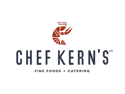 Chef Kern's Logo branding catering chef crawfish custom food icon logo redesign