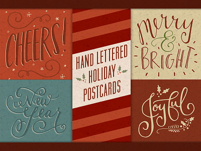 Hand Lettered Holiday Postcards card christmas greeting hand drawn hand lettered hand lettering holiday illustrated lettering new years postcards template