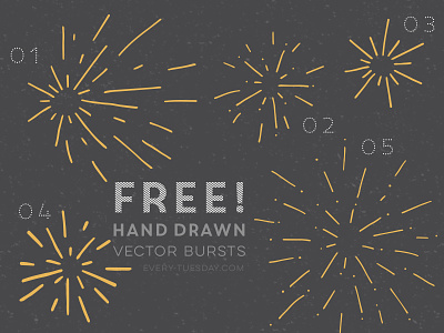 Free Hand Drawn Vector Bursts bursts every tuesday fireworks free freebie freebies hand drawn happy new year vector
