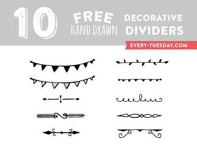 10 Free Hand Drawn Decorative Dividers bunting decorative divider dividers elements free freebie freebies hand drawn illustrated separator vector