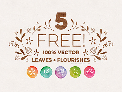 5 Free Vector Leaves and Flourishes assets decorative elements flourish flourishes free freebie freebies hand drawn leaves vector
