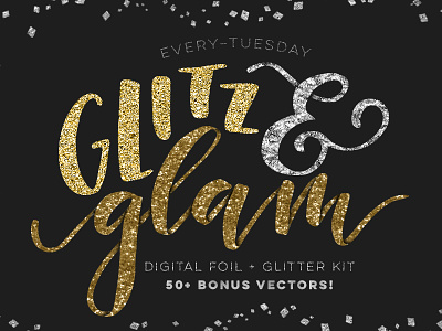 Glitz + Glam Kit brushes foil glam glitter glitz hot foil layer styles pattern photoshop texture textures vectors
