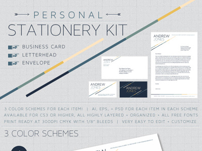 Personal Stationery Kit branding business card customizable graphic river identity indie kit modern personal stationery kit retro stationery