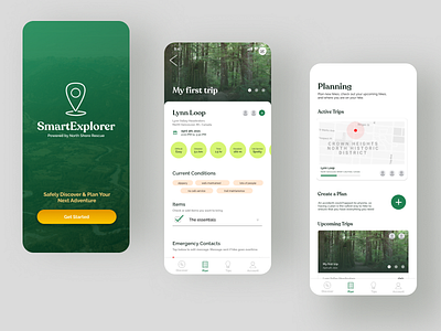 Smart Explorer Hiking Application Design adobe xd branding design figma hiking hiking application illustration interaction design mobile design safety smart explorer ui user experience user interface ux