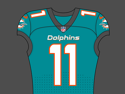 NFL Re-Imagined | Miami Dolphins concept editorial illustration edits football inkscape jersey miami miami dolphins nfl nike rebrand rebranding redesign uniform