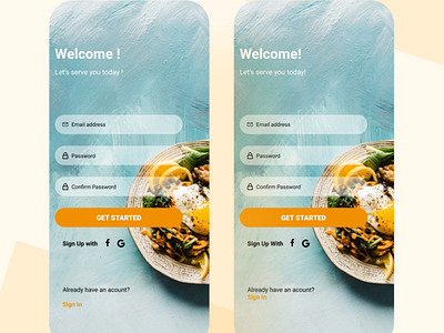 Sign up page app design dailyui 001 dailyuichallenge food