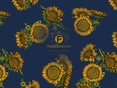 Sunflower Bouquet Blue Color Botanical Pattern botanical branding dress exotic fabric design fabric pattern floral illustrations floral pattern floral print flowers garden illustration leggings nature pattern seamless pattern surface design textile pattern textile print