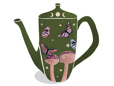 Mushroom and butterflies teacup