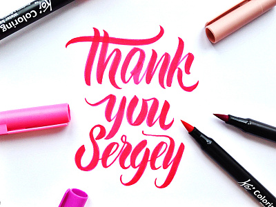 Hello Dribbble! brushpen lettering pink typography