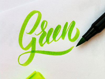 green calligraphy hand lettering letters typography