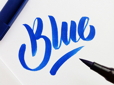 Blue color blue brushpen calligraphy color handlettering lettering typography