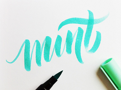 mint color brushpen calligraphy color handlettering lettering mint typography