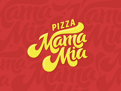 Logo Pizza 1 calligraphy food lettering logo logotype pizza red typography
