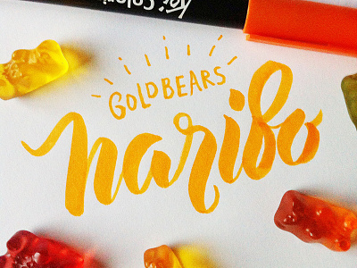 yummy lettering for goldbears ^_^ brushpen calligraphy color food handlettering lettering typography