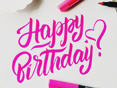 Happy birthday lettering! :) by Rita Konik on Dribbble