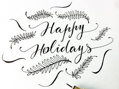 Happy Holidays card calligraphy handlettering holiday lettering ritakonik typography