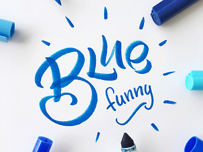 Blue funny color! blue brushpen calligraphy funny letter lettering letters