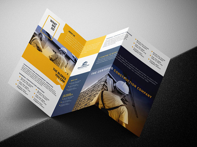 construction company tri fold brochure template folded design