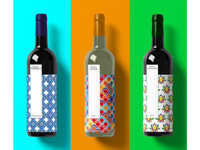 Wine label concept branding illustration packaging pattern
