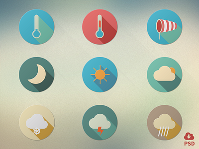 Flat Weather Iconset design flat freebie psd vector weather