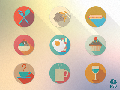 Flat Food Iconset ai design download flat food freebie icons psd vector