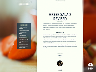Lamda - Free PSD template clean food psd receipe retro site template typography website