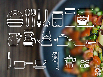 Free Icon Set: Cutlery Icons design free freebie icons outline psd vector