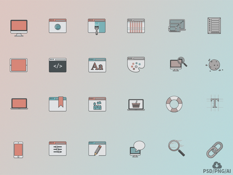 Free Web Design Icon Set icons web design vector design outline icon psd freebie free