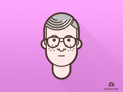 The Nerd - From the Set Of Material Design Flat Avatars ai avatars flat freebie material avatars material design png psd