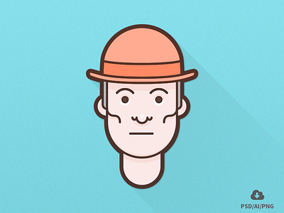 The Gentleman - From the Set Of Material Design Flat Avatars ai avatars flat freebie material avatars material design png psd