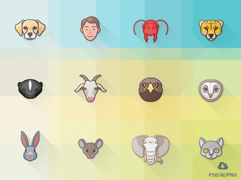 Free Animal Attributes Icon Set free freebie psd icon outline design vector animals material flat icons