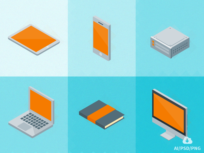 Free set of Isometric Material Icons free freebie psd icon design vector stationary flat icons