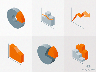 Freebie! Isometric Material Icons vol 3 - Charts chart charts design flat free freebie icon icons psd vector