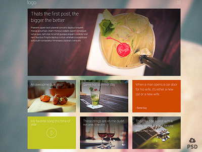 Coctail, Free PSD template bar blog free freebie psd restaurant template