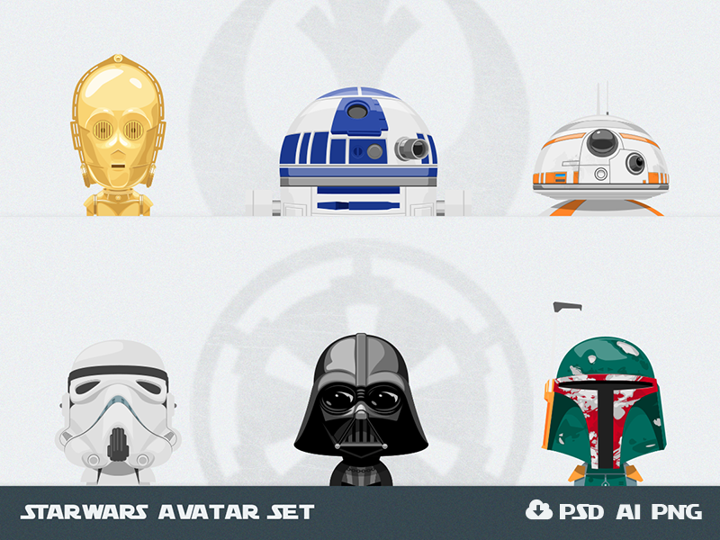 Free Set of Star Wars Avatars darth vader design psd vector starwars star wars avatars free freebie