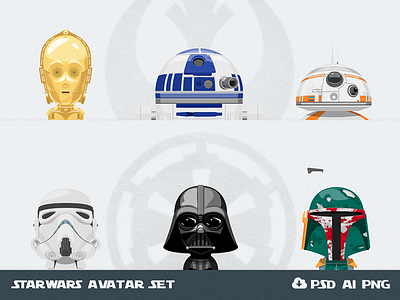Free Set of Star Wars Avatars avatars darth vader design free freebie psd star wars starwars vector