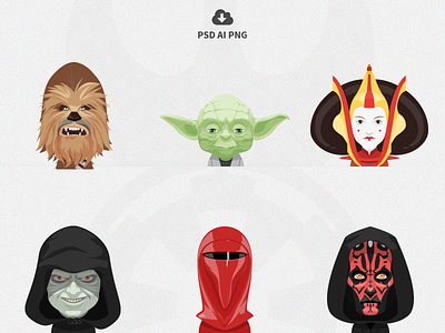 Free Set of Star Wars Avatars, Vol 2 avatars darth vader design free freebie psd star wars starwars vector
