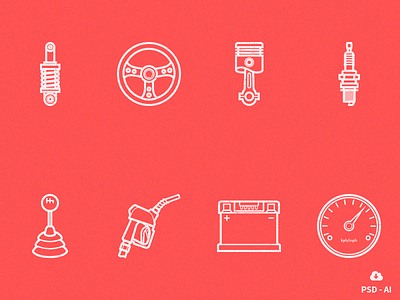 Free Car Parts Outline Icon Set