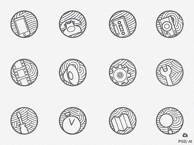 Zen icons vol 2: Free Set of 12 minimal outline Icons design free freebie icon icons office psd stationary vector