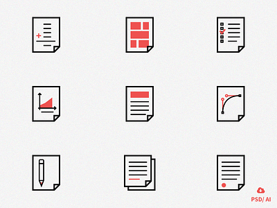 Free Set of Document Icons design document free freebie icon icons psd stationary vector