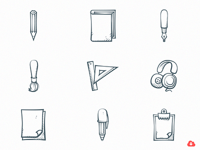 Free Set of 9 Handdrawn Icons design free freebie handdrawn icon icons psd vector