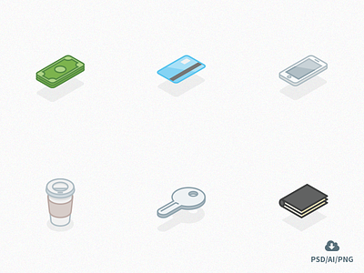 Free Set of Everyday Carry Isometric Icons Ver 2