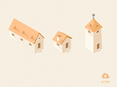 Free Little Buildings Icons vol 1 building design file free freebie icon icons isometric psd vector