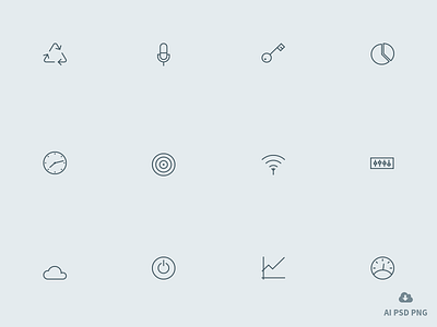 New Free Set of 12 Outline icons