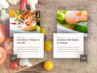 Menu - Small Asymmetrical Cards - v2 cards design food menu restaurant typography