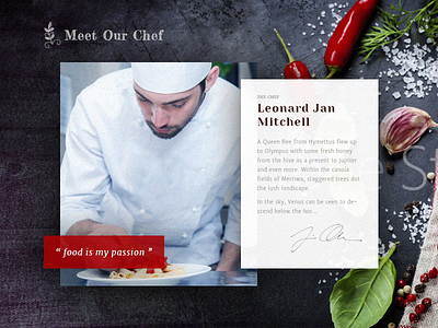 Chef - Asymmetrical Card v2 cards chef design food menu restaurant typography