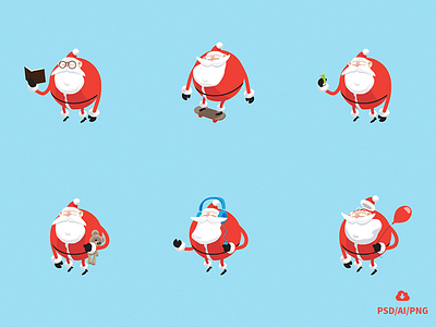 Special Christmas Freebie – Santa’s everyday life. avatars christmas freebie icons png psd santa vector