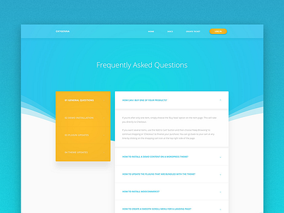 FAQ Page for Theme Support - Draft Idea 2 design faq gradient landing minimal support theme tickets