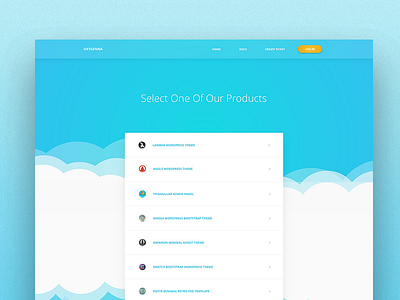 Product Selection Page for Theme Support - Draft Idea design gradient landing minimal product list support theme tickets