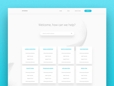 Landing Page for Theme Support - Draft Idea 3 design gradient landing minimal support theme tickets